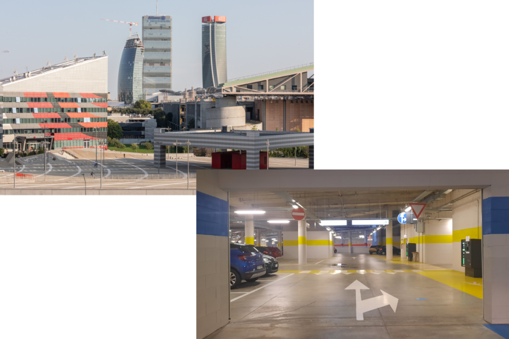 Parking Portello Fiera | Piazza Gino Valle, rotatoria Kilpin, Casa Milan, LG, Vittoria Assicurazioni, viale Scarampo